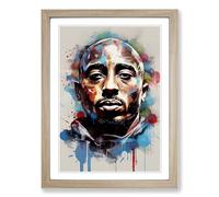 Tupac Shakur Constructivism Framed Print | A2 Oak Framed Wall Art | Ready to Hang | Modern Historical Picture | Living Room Bedroom Lounge Office