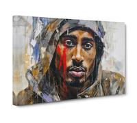 Tupac Shakur Gestural Canvas Print | Gallery Wrapped 30mm Frame Wall Art | 30x20 inches | Ready to Hang | Eclectic Picture | Living Room Bedroom Lounge Office