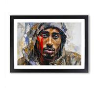 Tupac Shakur Gestural Framed Print | A2 Black Framed Wall Art | Ready to Hang | Eclectic Historical Picture | Living Room Bedroom Lounge Office