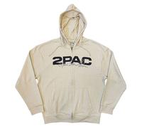 Tupac Shakur Logo Portrait Zipped Hoodie in Light Sand | Size: XL Tupac Shakur Light Sand XL