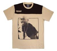 Tupac Shakur Men's Colour Block T-Shirt in Light Brown | Size: 2XL Tupac Shakur Light Brown 2XL
