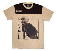 Tupac Shakur Men's Colour Block T-Shirt in Light Brown | Size: Small Tupac Shakur Light Brown S