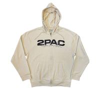 Tupac Shakur Men's Portrait Logo Full Zip Hoodie in Light Sand | Size: Small Tupac Shakur Light Sand S