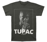 Tupac Shakur Men's Praying Cotton T-Shirt in Black | Size: Large Tupac Shakur Black L
