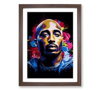 Tupac Shakur Pop Framed Print | A2 Walnut Framed Wall Art | Ready to Hang | Modern Nature Picture | Living Room Bedroom Lounge Office