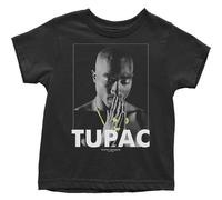 Tupac Shakur - Praying Hands Cotton T-Shirt for Boys/Girls, Black, 3 Años