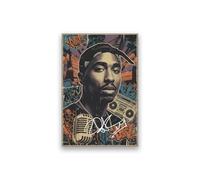 Tupac Shakur Retro Styled Signed Poster Print - Limited Edition Autograph Fan Gift - Collectible Memorabilia Wall Art Merchandise (A4 Unframed)