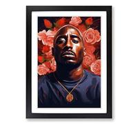 Tupac Shakur Tachisme Framed Print | A2 Black Framed Wall Art | Ready to Hang | Modern Nature Picture | Living Room Bedroom Lounge Office