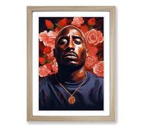 Tupac Shakur Tachisme Framed Print | A2 Oak Framed Wall Art | Ready to Hang | Modern Nature Picture | Living Room Bedroom Lounge Office