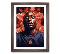 Tupac Shakur Tachisme Framed Print | A2 Walnut Framed Wall Art | Ready to Hang | Modern Nature Picture | Living Room Bedroom Lounge Office