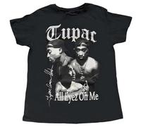 Tupac Shakur Women's All Eyez On Me Cotton T-Shirt in Black | Size: 16 Tupac Shakur Black 16