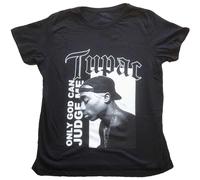 Tupac Shakur Women's Only God Can Judge Me Cotton T-Shirt in Black | Size: 10 Tupac Shakur Black 10