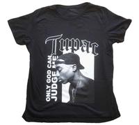 Tupac Shakur Women's Only God Can Judge Me Cotton T-Shirt in Black | Size: 12 Tupac Shakur Black 12