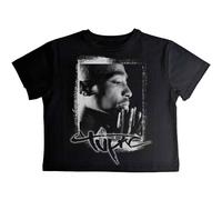 Tupac Shakur Women's Spray Photo Crop Top in Black | Size: 2XL Tupac Shakur Black 2XL