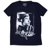 Tupac Shakur Women's Spray Photo T-Shirt in Navy | Size: 2XL Tupac Shakur Navy 2XL