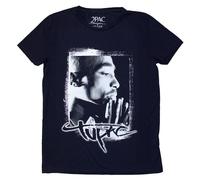 Tupac Shakur Women's Spray Photo T-Shirt in Navy | Size: Medium Tupac Shakur Navy M