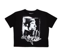Tupac Shakur Women's Tupac Spray Photo Crop Top in Black | Size: Medium Tupac Shakur Black M