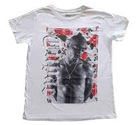 Tupac T Shirt 2PAC Floral Logo Official Womens Skinny Fit White S