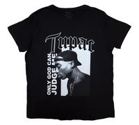 Tupac T Shirt 2PAC Only God can Judge Me Logo Official Womens Skinny Fit Black