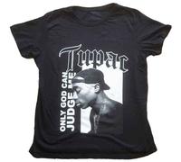 Tupac T Shirt 2PAC Only God can Judge Me Logo Official Womens Skinny Fit Black M
