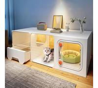 TUPAFJU Small Cat Cages Indoor, Cat Cage with Litter Box, Chewproof, Home Indoor Cat Cage, Cat Patio Enclosure Outdoor (White)