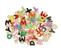 Tupalizy 100PCS Mini Letter Charms Enamel Alphabet Beads Colorful Metal A-Z Pendant for Bracelets Necklaces Jewelry Making Keychains Cup DIY Crafts Gifts Accessories Party Favors,Random Letters, KC