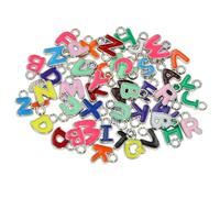 Tupalizy 100PCS Mini Letter Charms Enamel Alphabet Beads Colorful Metal A-Z Pendant for Bracelets Necklaces Jewelry Making Keychains Cup DIY Crafts Gifts Accessories Party Favors,Random Letters,Silver