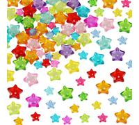 Tupalizy 100PCS Star Pony Beads Acrylic Star Shaped Charm Kandi Beads Colorful Pendant for Bracelets Jewelry Making Necklaces Earrings Hair Keychains DIY Craft Birthday Party Decor Gifts,19mm and 11mm