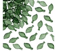 Tupalizy 100PCS Tiny Acrylic Leaf Beads Charms Clear Leaves Decor Plant Pendant for Bracelets Earrings Necklace Jewelry Making Keychain DIY Arts Crafts Spring Flower Projects Accessories,10x5mm (Dark