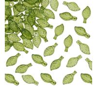 Tupalizy 100PCS Tiny Acrylic Leaf Beads Charms Clear Leaves Decor Plant Pendant for Bracelets Earrings Necklace Jewelry Making Keychain DIY Arts Crafts Spring Flower Projects Accessories,10x5mm
