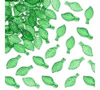 Tupalizy 100PCS Tiny Acrylic Leaf Beads Charms Clear Leaves Decor Plant Pendant for Bracelets Earrings Necklace Jewelry Making Keychain DIY Arts Crafts Spring Flower Projects Accessories,10x5mm