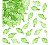 Tupalizy 100PCS Tiny Acrylic Leaf Beads Charms Clear Leaves Decor Plant Pendant for Bracelets Earrings Necklace Jewelry Making Keychain DIY Arts Crafts Spring Flower Projects Accessories,10x5mm (Light