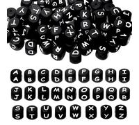 Tupalizy 12mm Silicone Letter Beads A-Z Square Alphabet Beads Cube Charms for Bracelets Keychains Necklaces Lanyards Jewelry Making Pens DIY Stringing Crafts Projects Party Favors Gifts,78PCS,Black