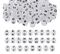 Tupalizy 12mm Silicone Letter Beads A-Z Square Alphabet Beads Cube Charms for Bracelets Keychains Necklaces Lanyards Jewelry Making Pens DIY Stringing Crafts Projects Party Favors Gifts, 78PCS,White