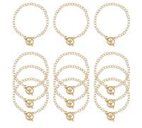 Tupalizy 12PCS Chain Bracelet Kit Alloy Chain Link with OT Toggle Clasp for Women Charm Bracelets Making Jewelry Findings Crafts Projects DIY Gifts Party Favors Small Business Supplies, Light Gold