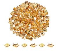 Tupalizy 200PCS Studs for Clothing Square Metal Rivets 4 Prong Pyramid Spikes Punk Accessories for Leather Denim Jackets Vest Shirt Jeans Bags Fabrics Costumes DIY Crafts Project,10mm (Gold)