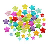 Tupalizy 60PCS Star Pony Beads Acrylic Star Shaped Charm Kandi Beads Colorful Pendant for Bracelets Jewelry Making Necklaces Earrings Hair Keychains DIY Crafts Birthday Party Decor Gifts,19mm and 11mm