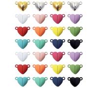 Tupalizy Magnetic Necklace Clasps Heart Beads Pendant Charms for Jewelry Making Couples Friendship Bracelets Necklaces Jump Rings Keychains Accessories DIY Crafts Valentine's Day Gifts,Multicolor,