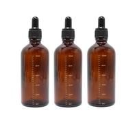 TUPANDY 3PCS 100ml/3.4oz Amber Glass Dropper Bottles Empty Glass Dropper Graduated Bottles Container Storage Jar Pot Holder for Essential Oil Perfume Aromatherapy