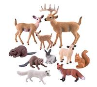 TUPARKA 10 Pcs Forest Animals Figures, Miniature Creatures Figurines Squirrel, Rabbit, Fox, Sheep, Beaver, Deer Figurines Cake Topper for Birthday Party, Baby Shower, Christmas Party