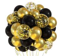 TUPARKA 12 inches Black Gold Confetti Balloons Kit 60 Pack Metallic Gold Black Party Balloon for Birthday Graduation Baby Shower Wedding Anniversary Party Supplies