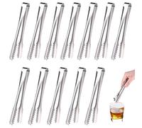 TUPARKA 12 Pack Ice Sugar Tongs Stainless Steel Small Serving Tongs Serving Silver Tongs for Wedding Birthday Party Coffee Kitchen Bar