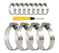 TUPARKA 12 Pcs 27-51mm Hose Clips Adjustable Stainless Steel Worm Drive Hose Clamp with Screwdriver for Home Gas Pipe Flexible Hose Pipe Tube