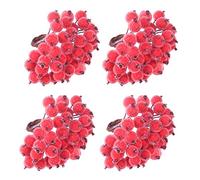 TUPARKA 160pcs Artificial Red Berries Holly Christmas Wreath Making Supplies Christmas Wreath Decorations, Christmas Home Gift DIY Decoration (Red Frosted - 160Pcs)