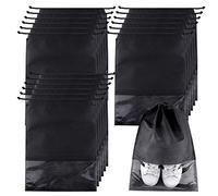 TUPARKA 18 Pcs Travel Shoe Bags, Portable Large Medium Shoe Organizer Pouch Non-Woven Dust Proof Drawstring Shoes Storage Bags with Transparent Slot for Men and Women
