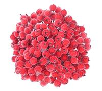 TUPARKA 240pcs Artificial Red Berries Holly Christmas Wreath Decorations Christmas Wreath Making Supplies, Christmas Home gift DIY Decoration (Red Frosted-240Pcs)