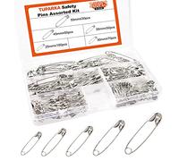 TUPARKA 300 Pcs Assorted Safety Pins Nickel Plated Pins for Clothing Crafts Arts,5 Sizes (25,30,35,45,55mm)