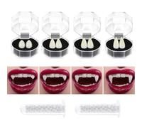 TUPARKA 4 Pairs Vampire Teeth Vampire Fangs Cosplay Costume Prop Horror Halloween Party Decoration