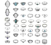 TUPARKA 46 Pcs Vintage Punk Rings Set Boho Joint Knuckle Ring Stackable Finger Rings Retro Jewellery Gift for Girls Women