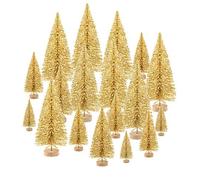 TUPARKA 48 Pcs Miniature Bottle Brush Trees Mini Christmas Trees Sisal Snow Pine Trees Tabletop Trees for Christmas Party Decorations DIY Room Decorate Diorama Models (Gold)